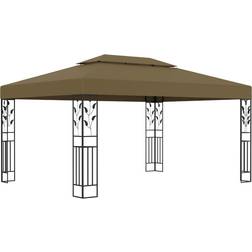 vidaXL Gazebo with Double Roof - Taupe 3x4 m