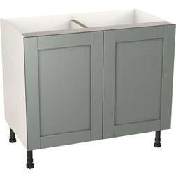 GoodHome Alpinia Matt Green Wood Effect Base Kitchen Cabinet