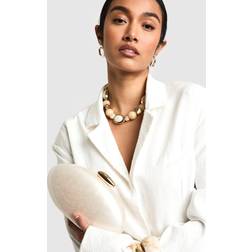 boohoo Marble Acrylic Oval Clutch Bag - White