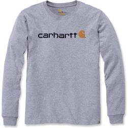 Carhartt Relaxed Fit Heavyweight Long Sleeve Logo Graphic T-shirt - Heather Grey
