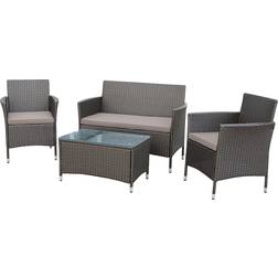 B&Q Derry Matt Outdoor Lounge Set, 1 Table incl. 2 Chairs & 1 Sofas