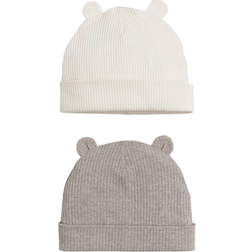 H&M Ribbed Ear Detail Beanies - Light Beige/Dark Beige Marl (1164281003)
