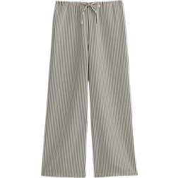 New Look Crinkle Textured Striped Wide Leg Trousers - Black