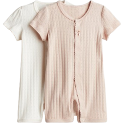 H&M Cotton Jersey Sleepsuits 2-pack - Light Dusty Pink/White (1224625006)