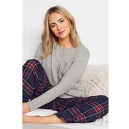 M&Co Cotton Check Pyjama Set Womens - Grey