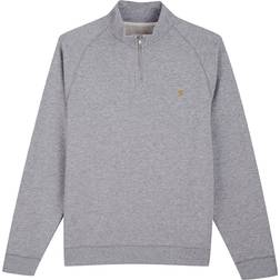 FARAH Jim Organic Cotton Quarter Zip Sweatshirt - Light Grey Marl