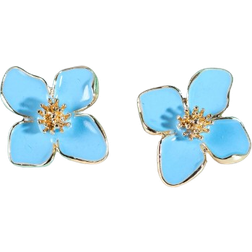 Shein 1pair Colorful Dopamine Flower Petal Shaped Earrings For Women, Suitable For Daily Wear, Simple And Sweet Vacation Gift Valentines