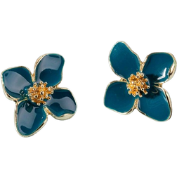 Shein 1pair Colorful Oil Drop Four-Petal Flower Earring For Women, Suitable For Daily Wear, Simple & Sweet Vacation Gift Valentines,Mom,Mother,Mother's Day,Gift
