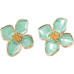 Shein 1 Pair Colorful Four-Petal Flower Dopamine Stud Earrings For Women, Suitable For Daily Simple Sweet Vacation Gift