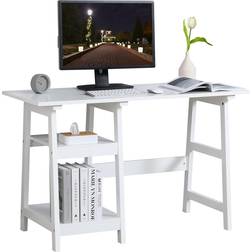 Homcom Compact Computer Storage Shelves White Writing Desk 51x119.5cm