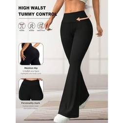 Shein High Waist Leggings Yoga Pants Slim Fit Flared Leg Trousers - Spring Summer