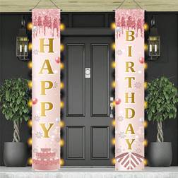 Shein 2pcs Rose Gold Birthday Polyester Curtain