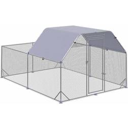 Pawhut Outdoor Walk In Chicken Coop / Run with Roof 2.8x3.8x2m