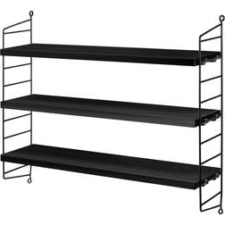 String Pocket Black Wall Shelf 60cm