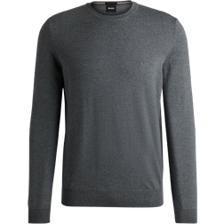 HUGO BOSS Regular Fit Virgin Wool With Embroidered Logo Sweater - Grey