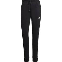 adidas Essentials 3-Stripes French Terry Cuffed Pants - Black/White