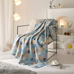 Mainstays Cozy Paw Printed Fleece Throw Blanket Blankets Gray (152.4x127cm)