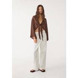 Stradivarius Flowing Blouse With Knot Detail - Brown