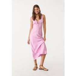 Stradivarius Satin And Lace Midi Dress - Pastel Pink