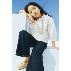 H&M Frilled Cotton Poplin Blouse - White