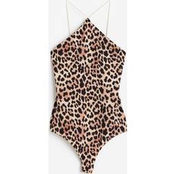 H&M Ladies Leopard Print Jersey Thong Body - Beige