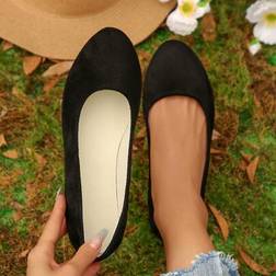 Shein Ballet Flats Slip On Summer Shoes - Black