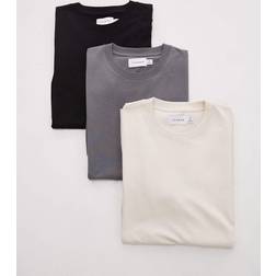 Topman Regular Fit T-Shirt 3 Pack - Ecru/Charcoal/Black