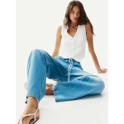H&M Light Denim Drawstring Trousers - Blue