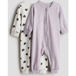 H&M Baby Patterned Cotton Pyjamas - Light Purple