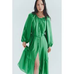 H&M Ladies Oversized Tie Belt Dress - Bright Green
