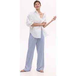 H&M Gerippte Hose Mit Kordelzug - Weiß/Blau