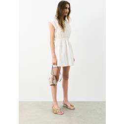 H&M Popelinekleid Mit Kordelzugdetails - Weiß