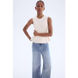 H&M Interlock Tanktop Mit Peplum Puderrosa