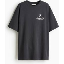 H&M Oversized T-Shirt Damen - Dunkelgrau