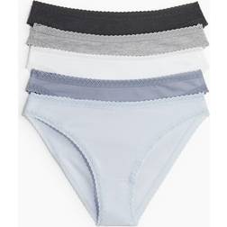 H&M Ladies 5-Pack Cotton Bikini Briefs - Light Blue/White/Dark Grey