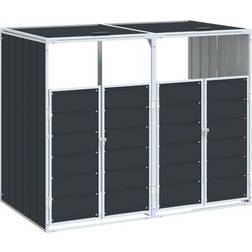 vidaXL Mülltonnenbox für 2 Tonnen Anthrazit 144x81x113 cm Stahl (Gebäudefläche )