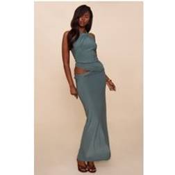 PrettyLittleThing Double Slinky Twist Maxi Skirt - Sea Green