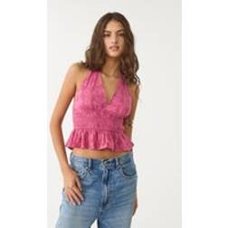 Stradivarius Embroidered Halterneck Top - Nude Pink