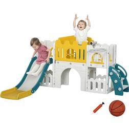 Aiyaplay 7 In 1 Toddler Slide with Basketball Hoop