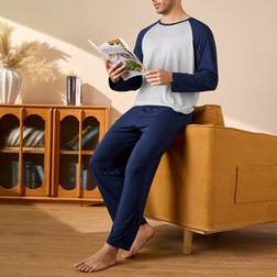 Shein Colorblock Long Sleeve Pant Pajama Set