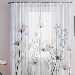 Shein 2 Pcs Set Elegant Floral Sheer Curtains