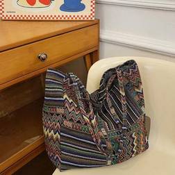 Shein Vintage Pattern Large Capacity Shoulder Tote Bag - Foldable