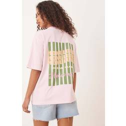 Gina Tricot Short Sleeve Beach Club T-Shirt - Light Pink