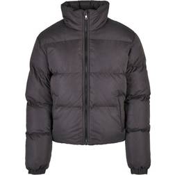 Urban Classics Short Peached Puffer Winter Jacket - Black