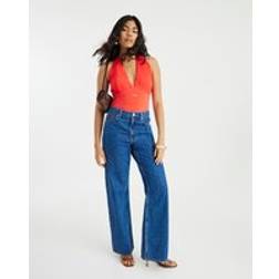 River Island Sleeveless Lace Plunge Neck Bodysuit - Orange