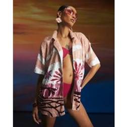 River Island Pink Premium Palm Tree Embellished Shirt - Pink