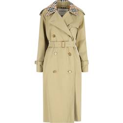 Burberry Long Check Collar Castleford Trench Coat - Beige