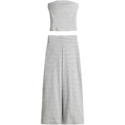 H&M 2-Piece Ribbed Top & Trousers Set - White/Black Striped