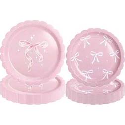 Shein Pink And White Bow 7inch Plate Tableware Set