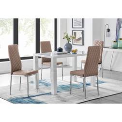 Furniturebox Pivero White Dining Set 70x120cm 5pcs